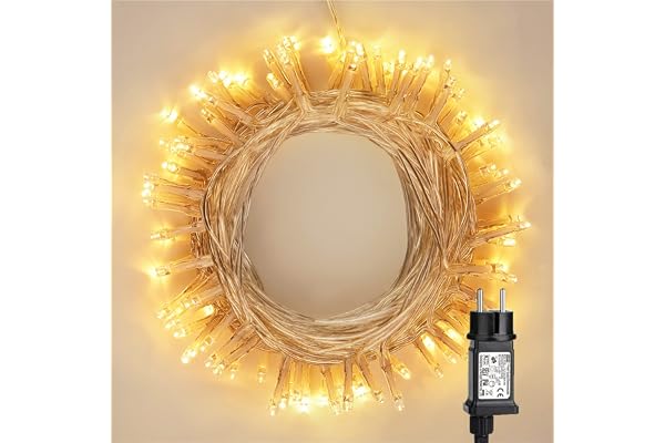 PhilzOps Guirlande Lumineuse Intérieur Electrique, 10M 100 LED Blanc Chaud Sapin de Noël 8 Modes Etanche Décorative Lumières pour Extérieure Maison Fête Mariage Chambre Festival Soirée