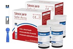 Sinocare 100pcs (Safe Accu) Blood Sugar Test Strips + 100pcs Twsit Lans., Diabetes Test Strips/Blood Glucose Test Strips Only for Safe Accu Blood Sugar Monitor (Safe Accu Strips- 100)