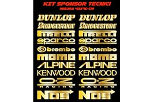 CMR DESIGN CO Kit de Pegatinas para Coches Patrocinadores técnicos Tuning Universal Gold Todos los Coches
