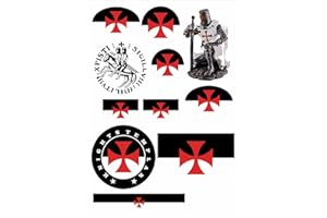 aprom Planche d'autocollants Templer Croisés - Ordre du Temple - Voiture - Drapeau de voiture - 17 x 24 cm - Nombreux motifs