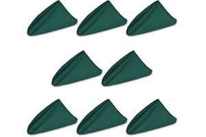 WedDecor Table Napkins Polyester 20 Inch Dining Table Napkins for Wedding, Banquet, Home, Hotel, Party, Events, Christmas, Hemmed Edges Lightweight & Machine Washable, 8pcs, Hunter Green