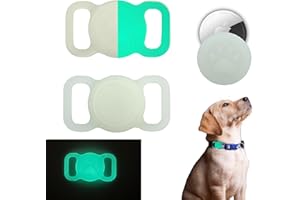 MEX For Airtag Dog Collar - Waterproof Tracker Holder Protective Case for Pet Collar Compatible with Airtag, Protective Holder GPS Tracking Finder for Pet (White (Glow in Dark))
