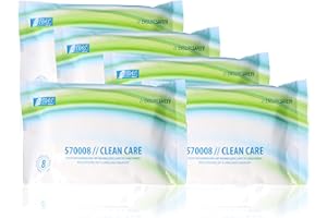 NITRAS MEDICAL Nitras Clean Care 8 Feuchte Gesicht-Körper-Hände Weiche Einmal Waschhandschuhe mit Aloe Vera & Kamille erwärmbar ca. 23 x 14 cm (5 Pack à 8 Stück)