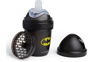 Herobility DC Batman Double Anti-Colic Baby Bottle | Award-Winning Hero Baby Bottles | Soft Breast- Like Teat, Easy Mixing Lid & Net | Environment Friendly Materials | 140ml/5 fl oz