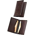 VULKITLeather Business Card Holder 2 Sided Slim Business Name Card Organizer for Men or Women, Up to hold 20 cards()