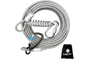 SNAGLE PAW Hofleine für große Hunde,6m Tie Out Cables Leinen Hofleine für Hunde, stoßdämpfender Feder,langlebiger und Leichter Drehhaken für Hof und Camp,rostfreie Pet Leine für mittlere bis große Hunde