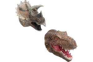 CTForest 2 Stück Dinosaurier Handpuppe, Realistische Dino Puppen, Dinosaurier Kopf Handpuppen, Geeignet für Handpuppenspiele bei Familienfeiern (Triceratops, Tyrannosaurus Rex)
