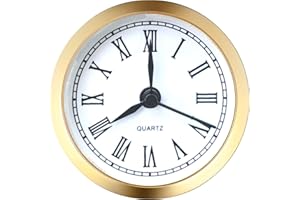HILLHOME Mini Quartz Clock Insert Round Quartz Clock Fit-up Movement Miniature Clock White Dial Gold Trim (2.4 Inch/61mm)