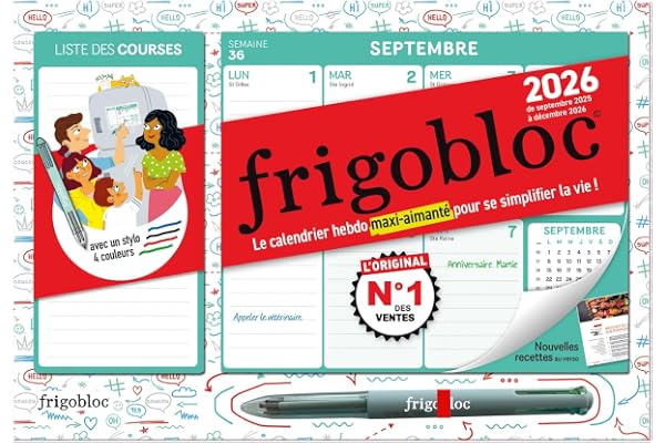 Mini Frigobloc Hebdo 2026 avec un stylo 4 couleurs ! (de sept. 2025 à déc. 2026) - Edition 2025