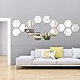 Gemini_mall Removable Acrylic Mirror Setting Wall Sticker Decal for Home Living Room Bedroom Decor Hexagon 15 Pieces 4.6 x 4 x 2.3cm