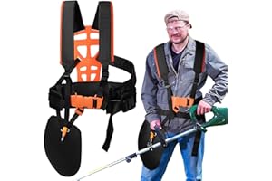 Bindokun Harnais Debroussailleuse, Harnais pour Debroussailleuse Confort, Bretelles de Double Épaule, Tondeuse à Gazon Portage Universel pour Stihl Débroussailleuse Thermique (Noir)