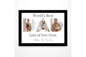 PB TECH Personalised Father's Day Prints & Framed With DAD Pictures Inside The Letters With A Special Message Presents For Da