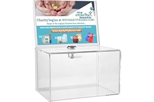My Charity Boxes MCB Boîte de collecte de dons en acrylique transparent avec serrure Taille S