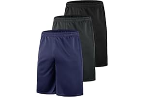 E-LIINJOYE 3 Pack Men's Quick Dry Shorts Lightweight Breathable Summer Sports Gym Shorts with Pockets