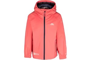 Trespass Kids Jacket Qikpac - Waterproof, Breathable, School Raincoat, 2 Zip Pockets, Full Zip, Adjustable Hood, Storm Flap, Ventilated Back, Lightweight, Packable