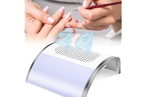 HOMBASING Nail Dust Collector, Powerful Dust Collector Nail Salon 80W, Nail Dust Extractor with 2 Fans and 2 Dust Bags, One Button Control Nail Fan Dust Collector Practical Nail Art Cleaning Equipment (purple)