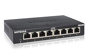 Netgear GS308 Switch 8 Port Gigabit Ethernet LAN Switch (Netzwerk Switch für Desktop, Plug-and-Play LAN Verteiler, energieffizienter Hub, LAN Splitter lüfterlos, robustes Metallgehäuse)