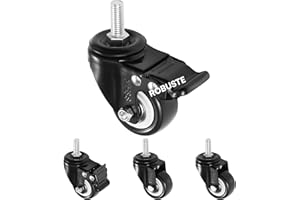 H&S Roulettes pour Meubles - 4x Roulette Charge Lourde Exterieur Max 200kg Meuble Placard Table - Roue Chariot avec Frein Pivotante Fixation par vis M10 - Roulettes Pivotantes 50mm