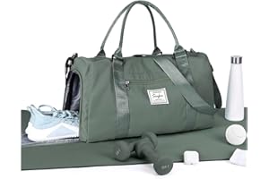 HYC00 Borsone a Mare da Viaggio, Borsa Palestra Sportiva Tote Gym, impermeabile con tasca bagnata e scomparto per scarpe, Grande Capacità Duffel Unisex,Verde