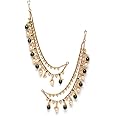 ZENEME Women's Golden Gold Plated Long Hair Chain Jewellery Earring