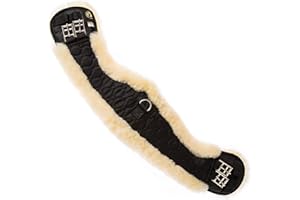 Merauno® Short Sheepskin Dressage Girth made of High-Quality Merino Sheepskin, Special Anatomical Concave Shape for Better Slip Resistance, Colours: Natural, Black, Brown, Anthracite