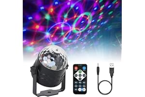 DOUKESH Luces Discoteca Bola de Discoteca Luces Discoteca para Casa Rotación de 360° con Control Remoto USB Cable 7 Colores RGB Luz Discoteca Luces Fiesta para Fiestas Bar Navidad Bodas Cumpleaños