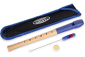 Classic Cantabile Pivella C-Sopran Blockflöte - Aus Ahornholz mit Kopf aus Kunststoff, dadurch ideal für Einsteiger - Barocke Griffweise - Inkl. Etui, Grifftabelle, Wischerstab und Korkfett - Blau