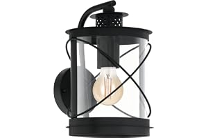 EGLO Utomhusvägglampa Hilburn, 1-lågig väggarmatur | vägglampa i galvaniserat stål och plast, färg: svart, sockel: E27, IP44