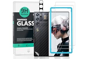 IBYWIND 2-pakowy ochraniacz ekranu do ZTE nubia Red Magic 9 Pro/9 Pro+/9S Pro 5G 6.8", szkło hartowane o twardości 9H,z 1 osłoną obiektywu aparatu,1 tylną folią z włókna węglowego