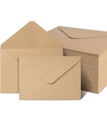Buste Di Carta Kraft Vintage - 100 Pezzi Riciclati Con Chiusura Gommata, Perfette Per Inviti E Biglietti - Foto 2