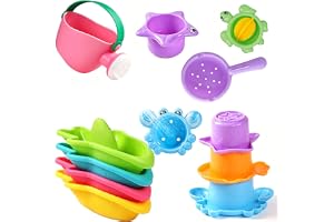 Masroo Baby Bath Toys for Kids Ages 1-3 Toddler Bath Toys Mold Free for 2-4 Bathtub Sand Beach Pool Water Toys for 1+ Year Old Girl Gifts 10 PCS (B)