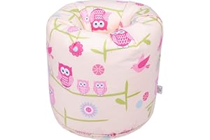 Ready Steady Bed, Poltrona a sacco per bambini, comoda, morbida, sicura, dal design ergonomico, adatta per la stanza dei giochi (gufi)