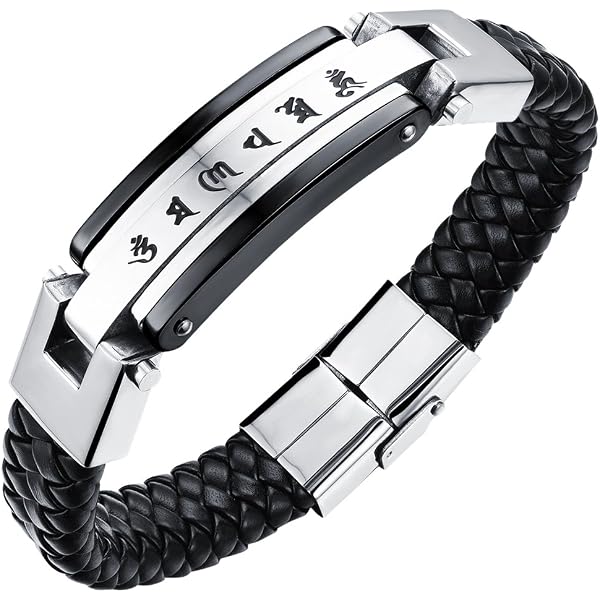 Flongo Edelstahl Armband Für Herren – Schwarz, Mit Kreuz & Spanischem Bibeltext, Länge 21 Cm, Breite 1,6 Cm