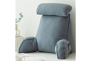 Stafeny Lendenkissen mit Armlehnen,Rückenkissen Bett,Fernsehkissen,Lesekissen mit Abnehmbarer Nackenrolle,Ideal als Rückenstütze Beim Lesen oder für Videospiele (Advanced Grey)