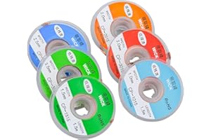 Winfred 6 pezzi Rete Dissaldante Stoppino 1.0/1.5/2.0/2.5/3.0/3.5 mm, Ferro Dissaldante in Stagno, Strumento di Rimozione della Saldatura a Stagno