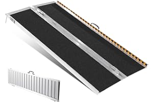 VEVOR Rampe pour fauteuil roulant, capacité 363 kg, rampe de seuil pliante portative en aluminium antidérapant 182,88 cm pour scooter, personnes handicapés, marches, maison, escaliers, portes, bordure