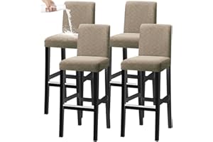 KELUINA Bar Stuhl Hocker Abdeckungen, Stretch Abnehmbare Waschbare Stuhl Slipcover für Kurze Dreh Dinning Stuhl Rücken Stuhl Bar Hocker Stuhl (Taupe,4er-Set)
