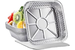 Huixinue Aluschalen Grill 12 Stück,23 x 23 cm,1650ml Tropfschalen Alu Grillschalen, Einweg Grillschale Alu mit Deckel,Aluminiumfolie Schalen Behälter für Backen,Braten,Kochen.