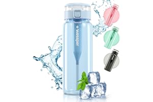 Wessper Tritanowa Butelka Filtrująca na Wodę BPA-free z filtrem 680 ml | Niebieska Sportowa Butelka na Wodę Szczelna Sportowa Butelka na Rower do Szkoły Dzieci Fitnessu Jogi | Filtr z Węgla Aktywnego