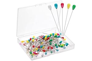 ASTER 100 alfileres de colores con cabeza, 55 mm, agujas de cabeza de cristal de acero inoxidable, para ramos de flores, tejidos, costura