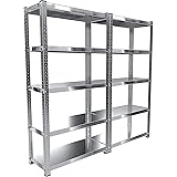 2 Scaffali In Metallo Scaffale Alta Portata Con 5 Ripiani Regolabili Ideale Per Garage Officina Cantina Capannone Magazzino D