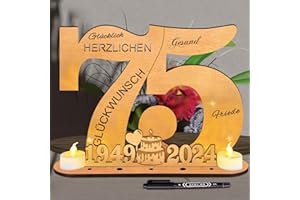 inyeskon 2024 Holz Schild Gästebuch, Geburtstag Frauen & Männer, 2×Flammenlose LED Kerzen, batteriebetrieben, Gästebuch Geburtstag als Personalisierbares Geschenk (75)