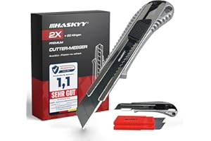 HASKYY Set 2 Cúteres Pro 18mm + 20 Hojas SK5 Segmentadas - Cúteres Resistentes con Cambio Rápido