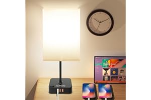 ALACOO Bedside Table Desk Lamp with 3 USB Ports 3 Level Dimmable Nightstand Lamp Night Light USB Small Table Lamp for Bedroom, Living Room, Sofa, Dorm, Home Office Decor Thanksgiving Day Christmas Gifts