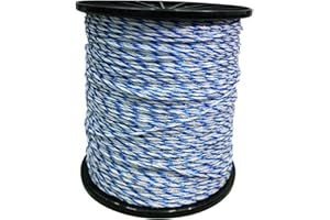 FOCEFEC Farm Electric Fence Wire, High-Conductivity 400m Rope with 6 Strand Polywire, Weatherproof & Durable for Agricultural, Electric Fence Rope for Farms Livestock Cattle Sheep Horse Crop Use