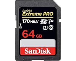 SanDisk Extreme PRO 64GB SDXC Memory Card up to 170MB/s, UHS-1, Class 10, U3, V30