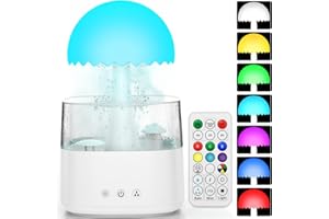 MISERWE Aromatherapie ätherisches Öl Diffusor Pilz Wasser Tropf Luftbefeuchter Regen Wolke Nacht Licht Luftbefeuchter Regen Schlaf Geräusche Luftbefeuchter für Schlafzimmer großen Raum Schlafen entspannend