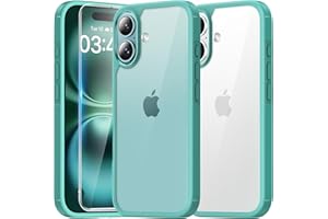TAURI do iPhone 16 Etui 6.1" z Szkło Hartowane Ochraniacz Ekranu, Ochrona Wojskowa, Nieżółknącą Odporny na Zarysowania Obudowy na Telefony - Zielony