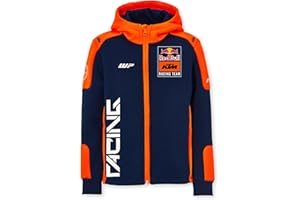 Red Bull – Sweat à Capuche avec Zip Replica Team KTM - Zip pleine longueur - Design Dynamique - Enfant - 104 - Bleu/Orange