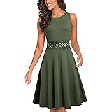 HOMEYEE Women's Vintage 50s Sleeveless Floral Embroidered Cocktail Swing Dress A079